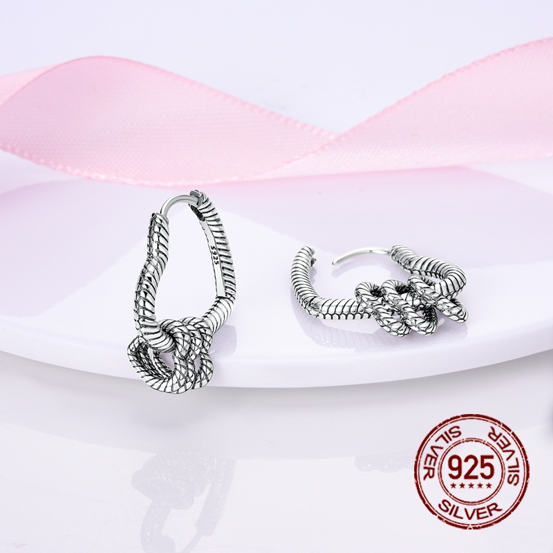 Women's 925 Sterling Silver Multi-Loop Heart-Shaped Snake Earrings